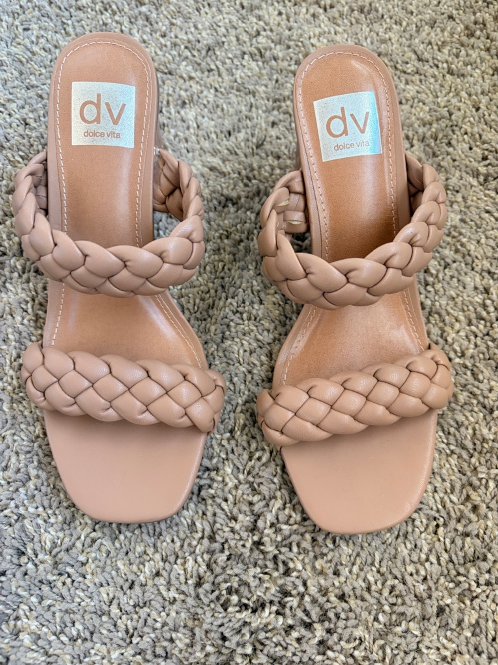 Dolce Vita Braided Double-Strap Slide Sandals — Nude Pink